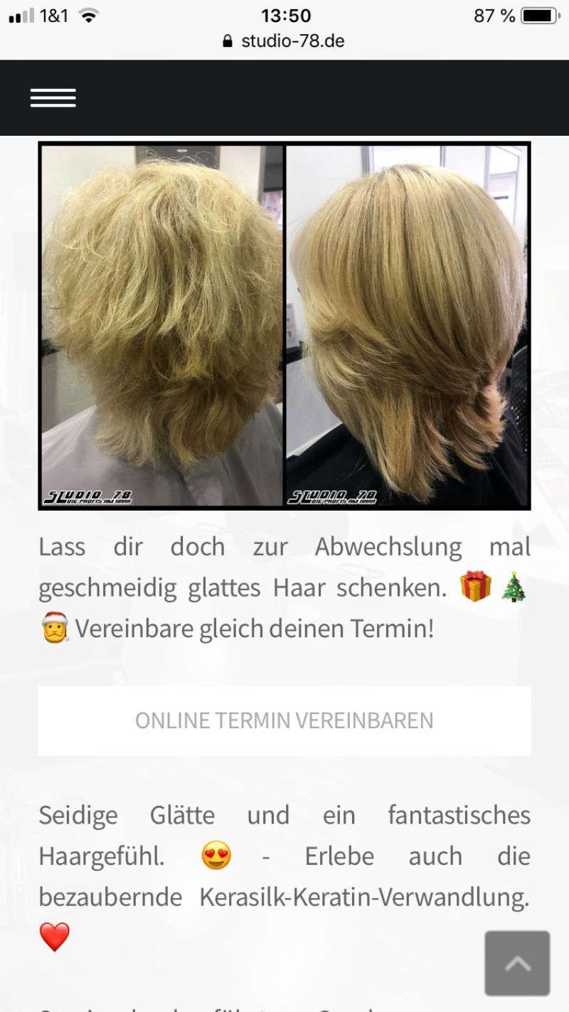 Vorher-nachher-Vergleich Haarglättung