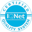 Logotipo circular azul del Sistema de Calidad Certificado eNet con texto y borde blancos.