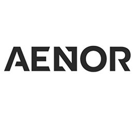 Logotipo de AENOR en letras negras en negrita sobre un fondo blanco.