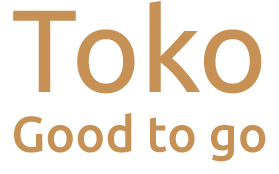 A logo for toko good to go on a white background