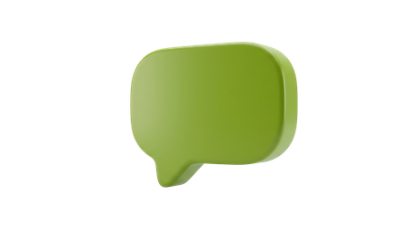 Bulle de dialogue verte avec une petite queue sur fond blanc.