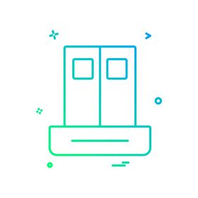 Un icono de línea de un refrigerador con dos puertas sobre un fondo blanco.