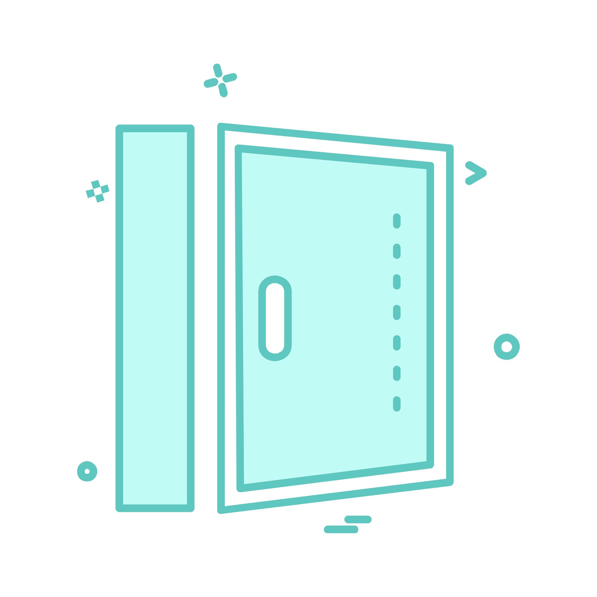 Un icono de una puerta con manija sobre un fondo blanco.