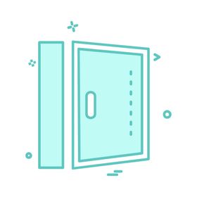 Un icono de una puerta con manija sobre un fondo blanco.