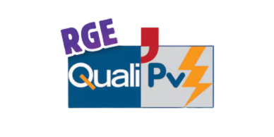 Un logo pour rge quali pv avec un éclair dessus