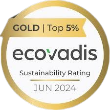 Ecovadis a reçu une note d'or de 5 % en matière de durabilité pour juin 2024.