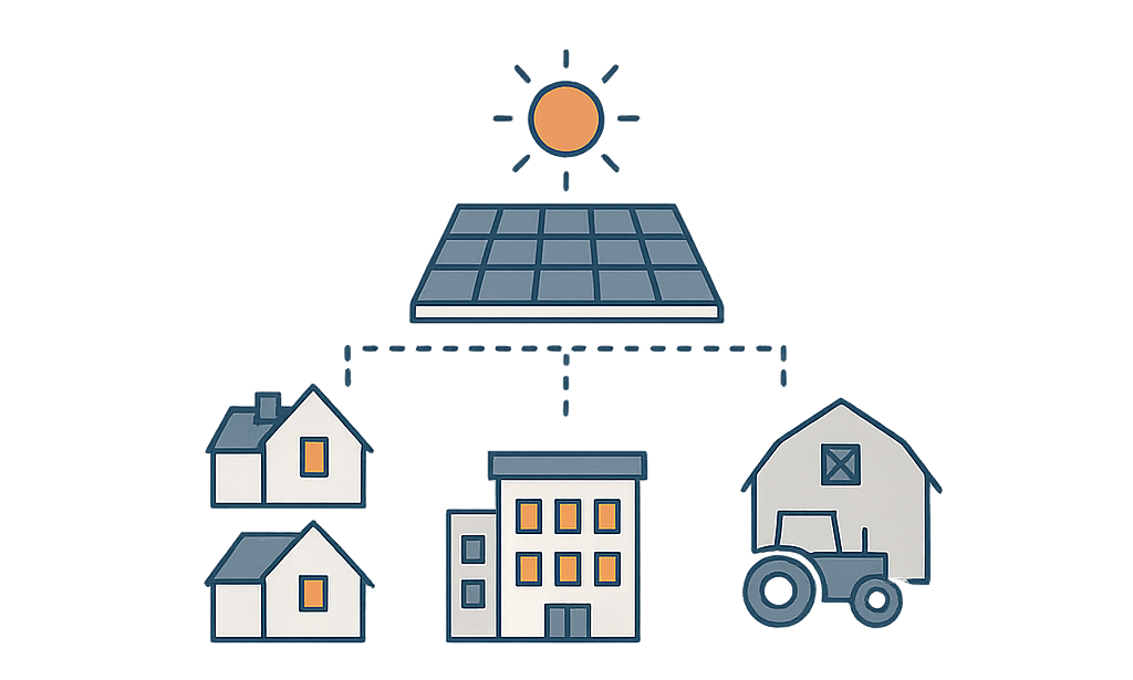 Un schéma du fonctionnement des panneaux solaires sur une maison.