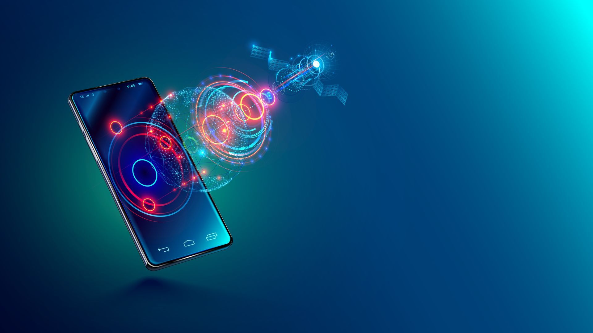 Un satellite qui projette des ondes sur un téléphone