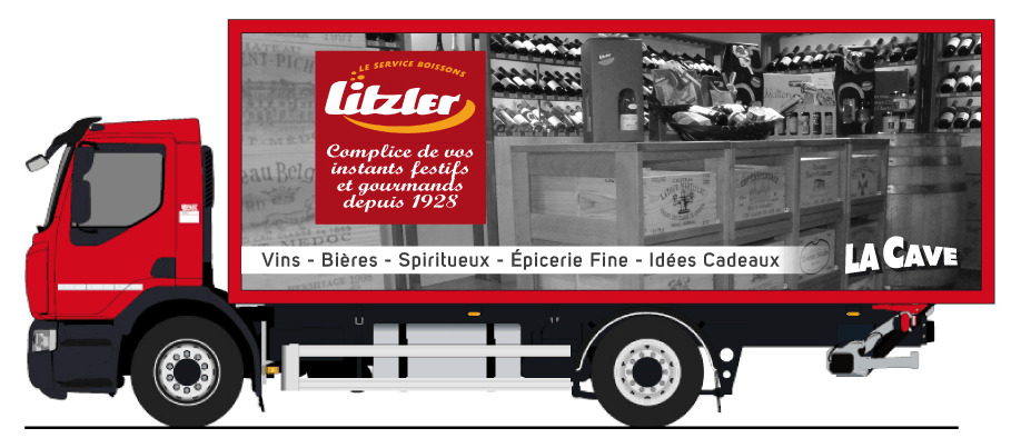 Camion avec publicité Litzler