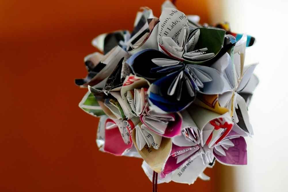 recycled paper made into a flower