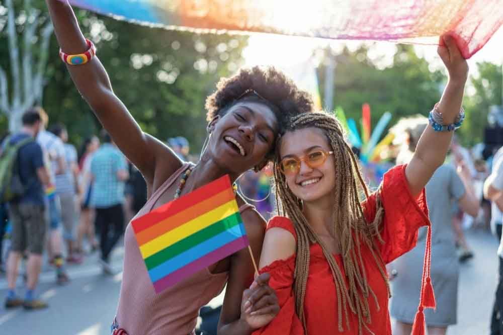 Two ladies celebrating pride