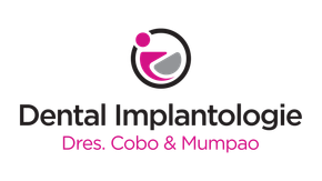 Un logotipo para implantología dental muestra a una mujer en un círculo.