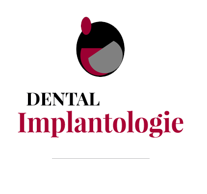 Un logotipo para implantología dental con un círculo en el medio.
