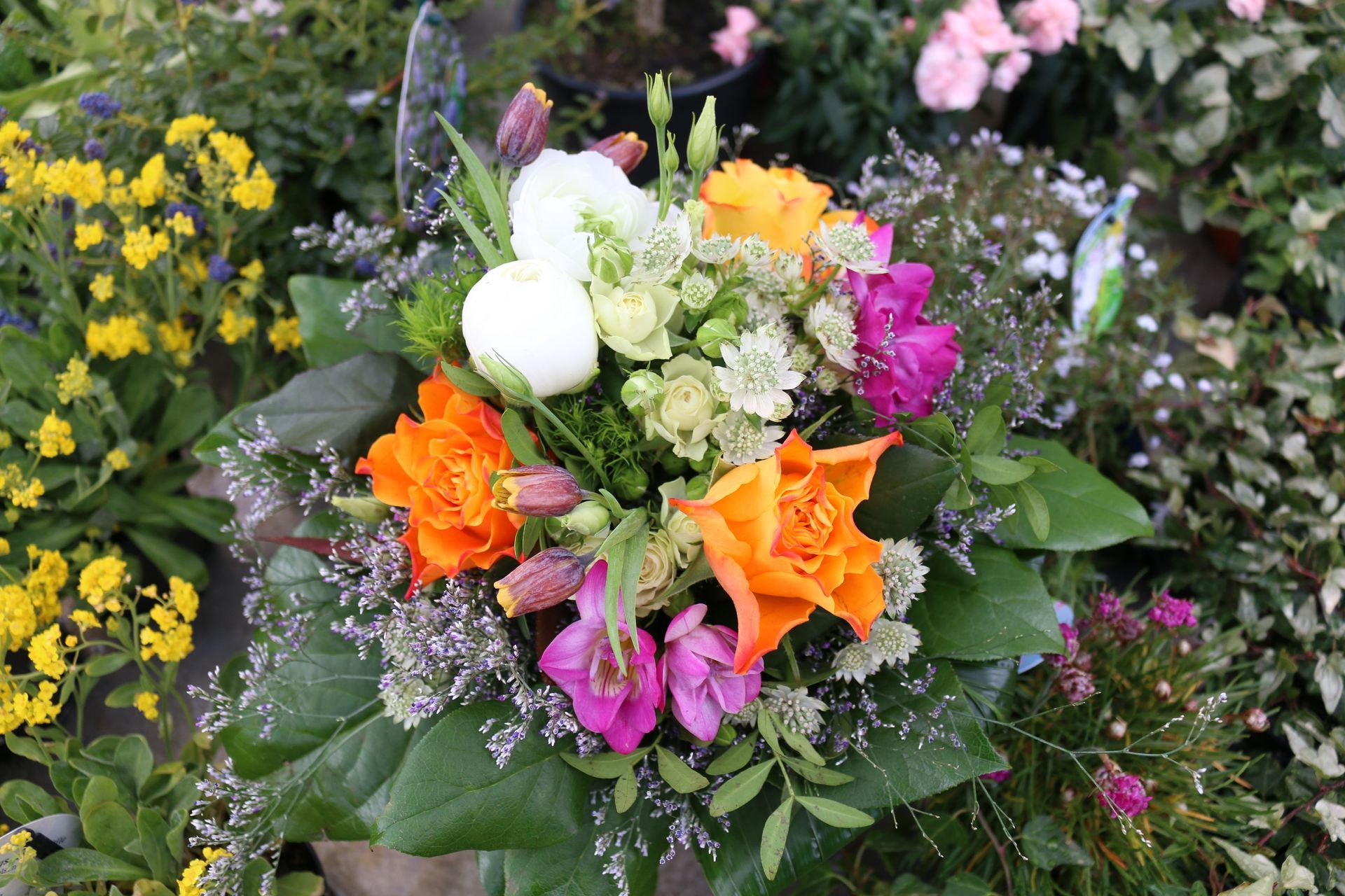 Bunter Blumenstrauß mit Rosen