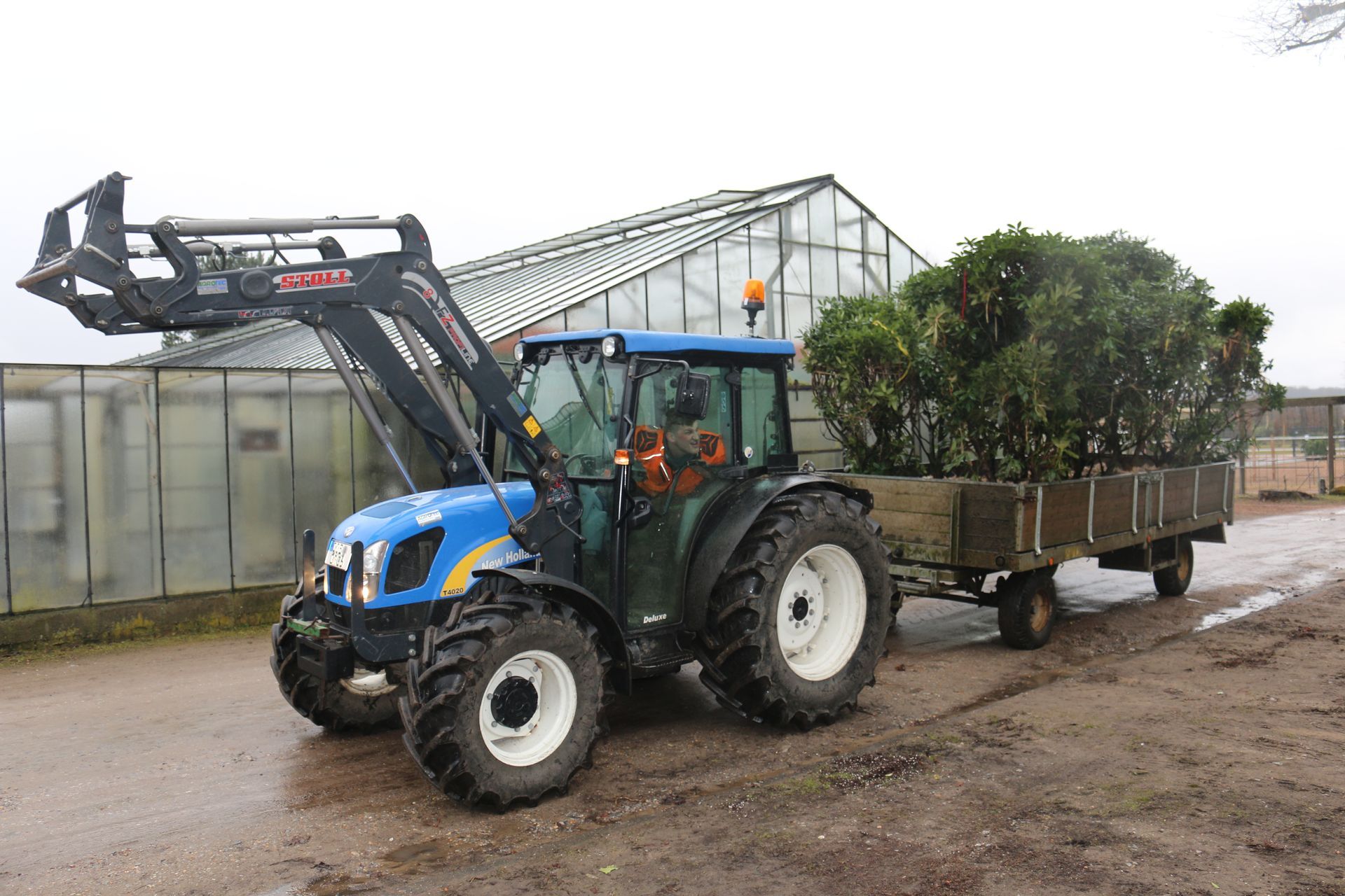 Trecker liefert Pflanzen aus