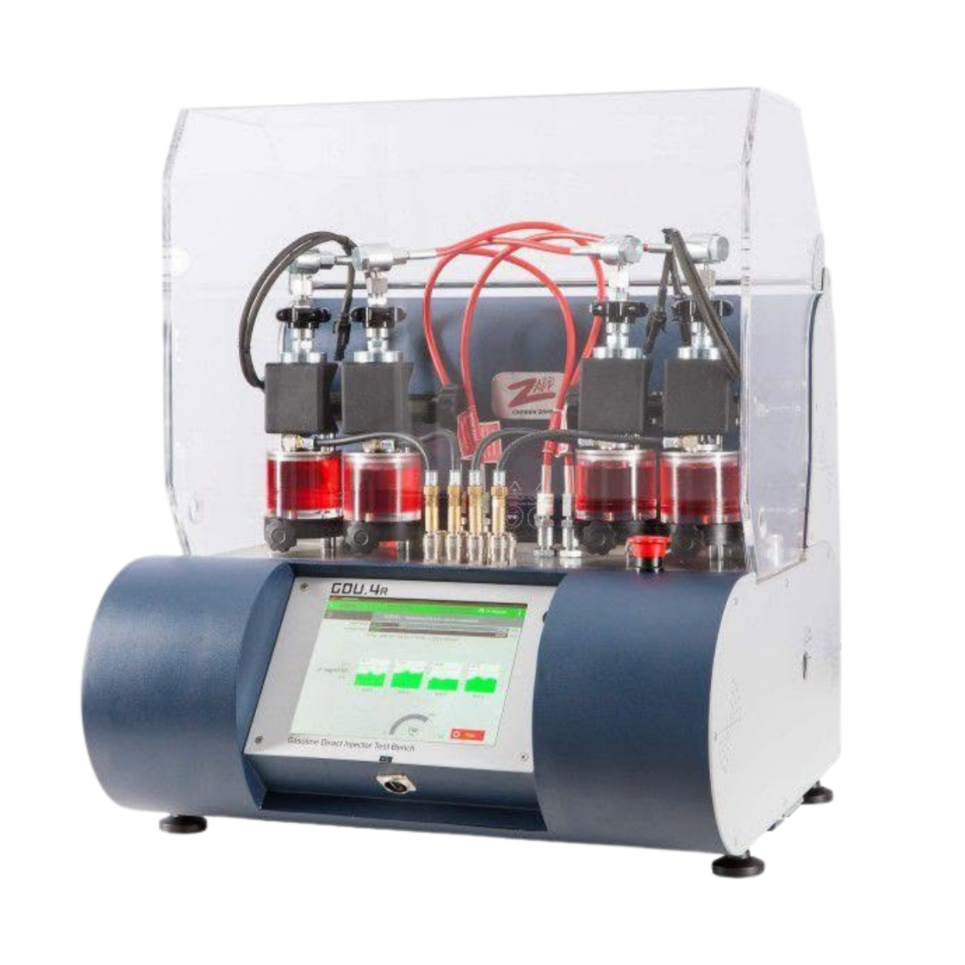 Un banc de test automatique pour injecteurs d'essence.