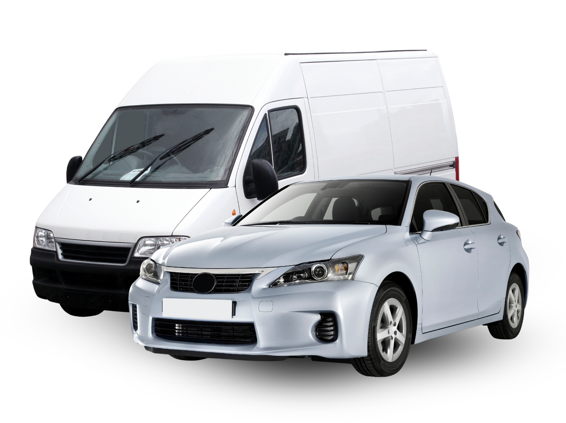 Une voiture et un véhicule utilitaire.