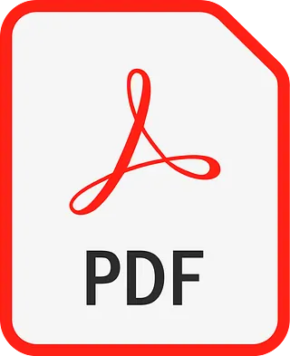 Un icono de archivo PDF rojo y negro sobre un fondo blanco.
