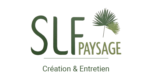 Logo: SLF Paysage, green letters with a plant graphic, 