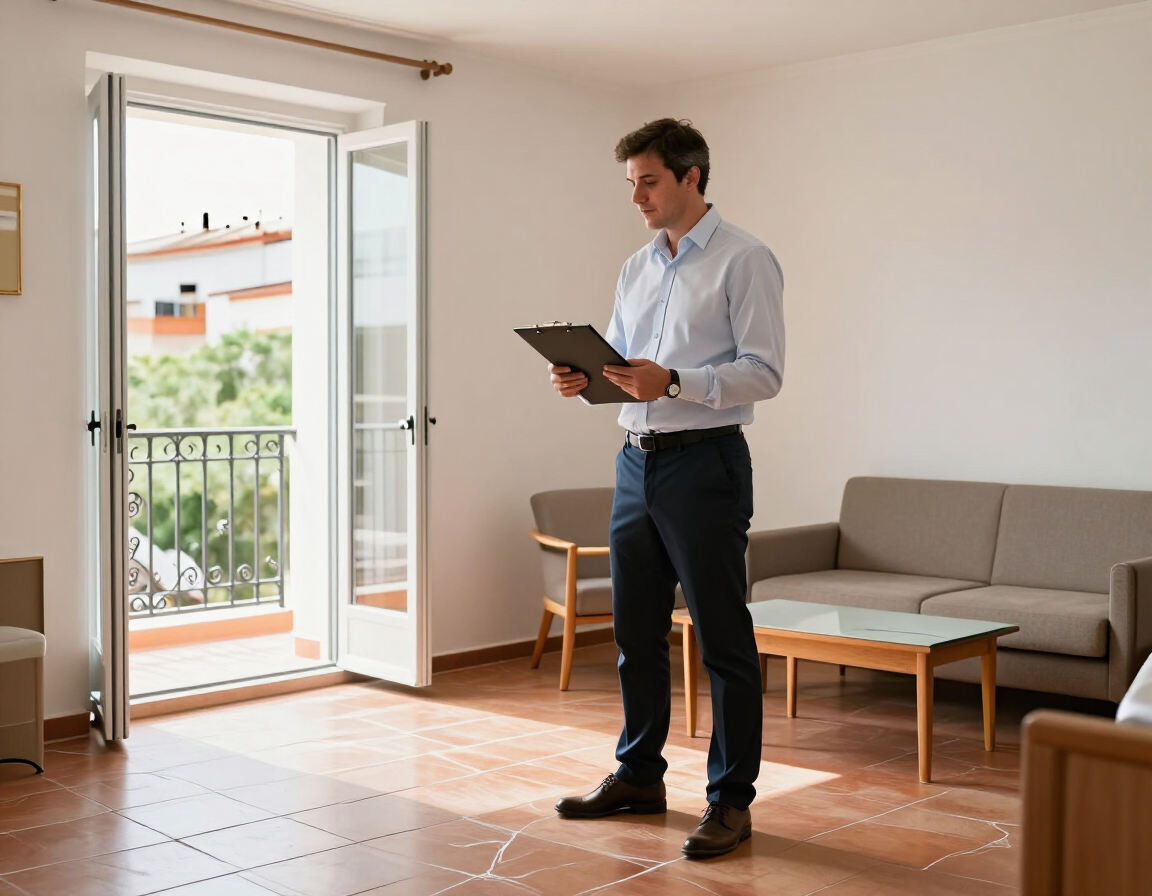 Dos personas revisando un documento en una mesa, en una habitación luminosa