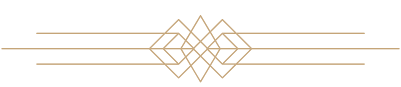 Drei horizontale Linien mit einem geometrischen Rautenmuster in der Mitte, alle in Beige.
