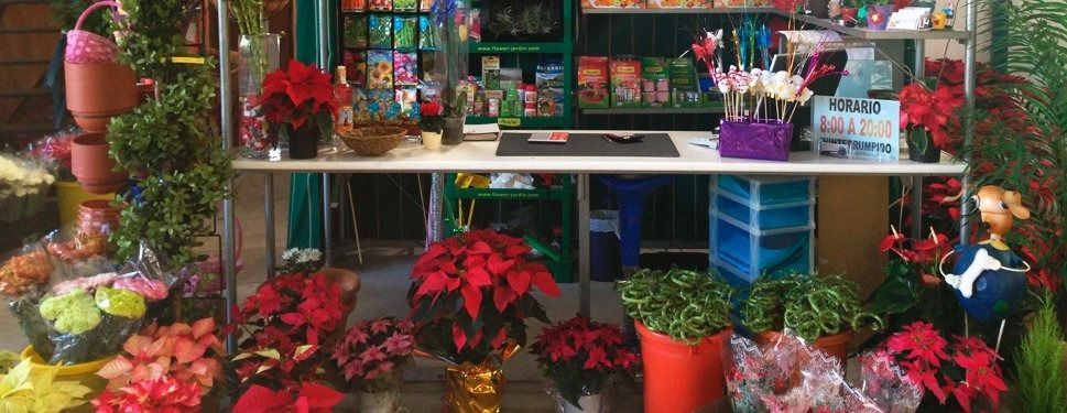 Un ramo de flores está sobre una mesa en una tienda.
