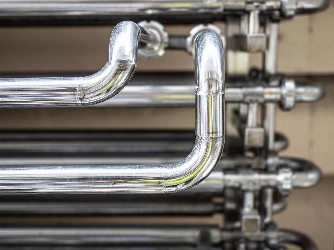 Accesorio de ducha cromado sobre pared de azulejos blancos con cabezal de ducha de mano.