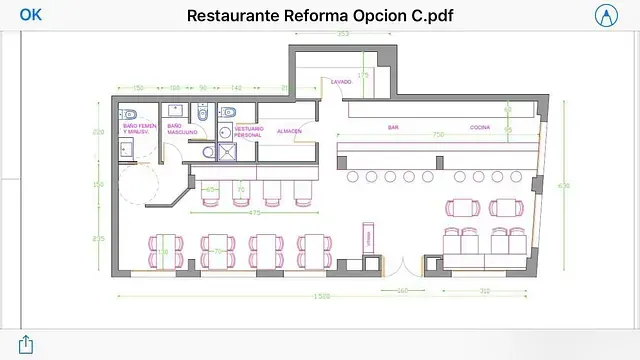 Una captura de pantalla de un plano de un restaurante.