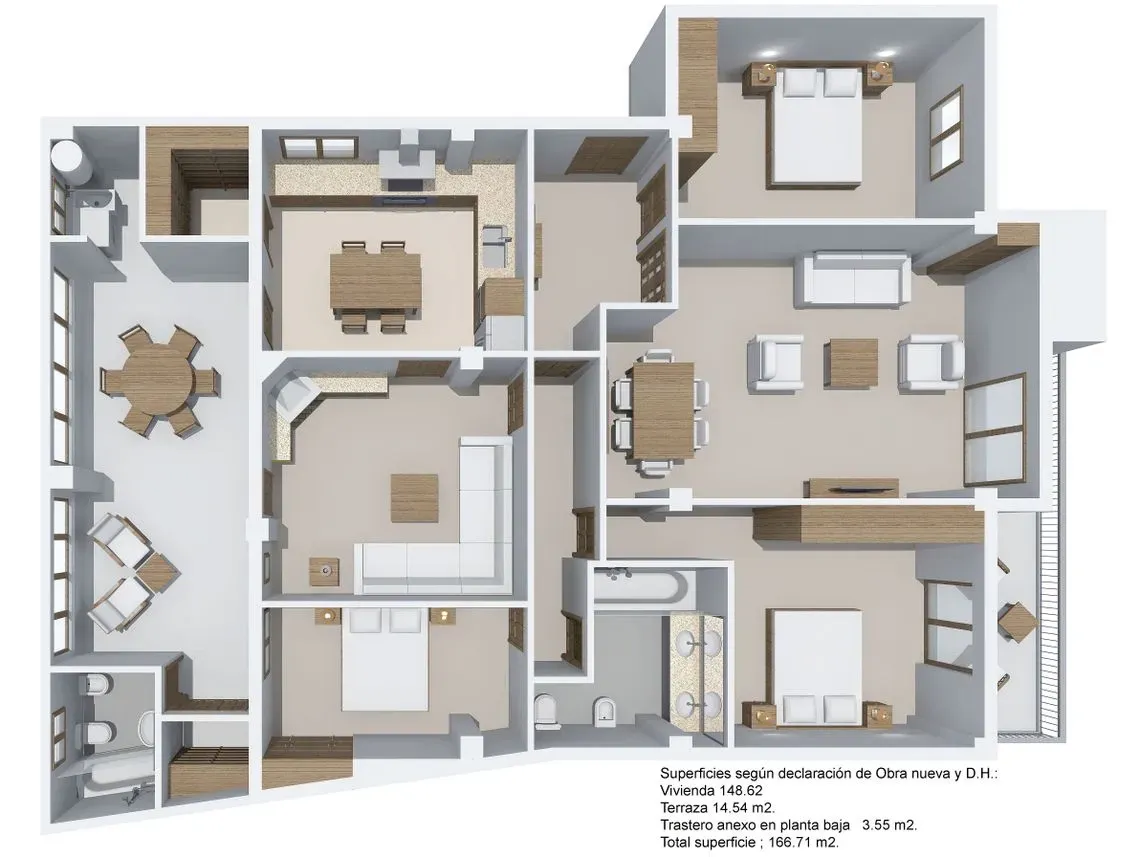 Un plano de una casa con muchos muebles.