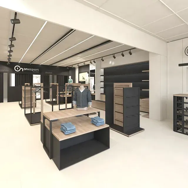 Impresión artística de una tienda de ropa.