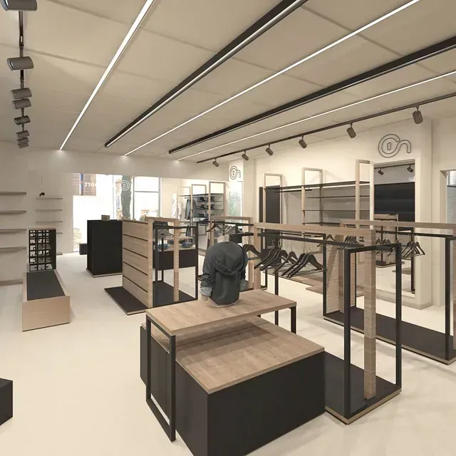 Una tienda con un cartel que dice en la pared