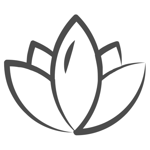 Contorno de flor de loto, gris, ilustración simple.