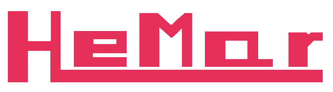 Un logotipo rojo y blanco para hemorroides sobre un fondo blanco.