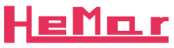 Un logotipo rojo y blanco para hemorroides sobre un fondo blanco.