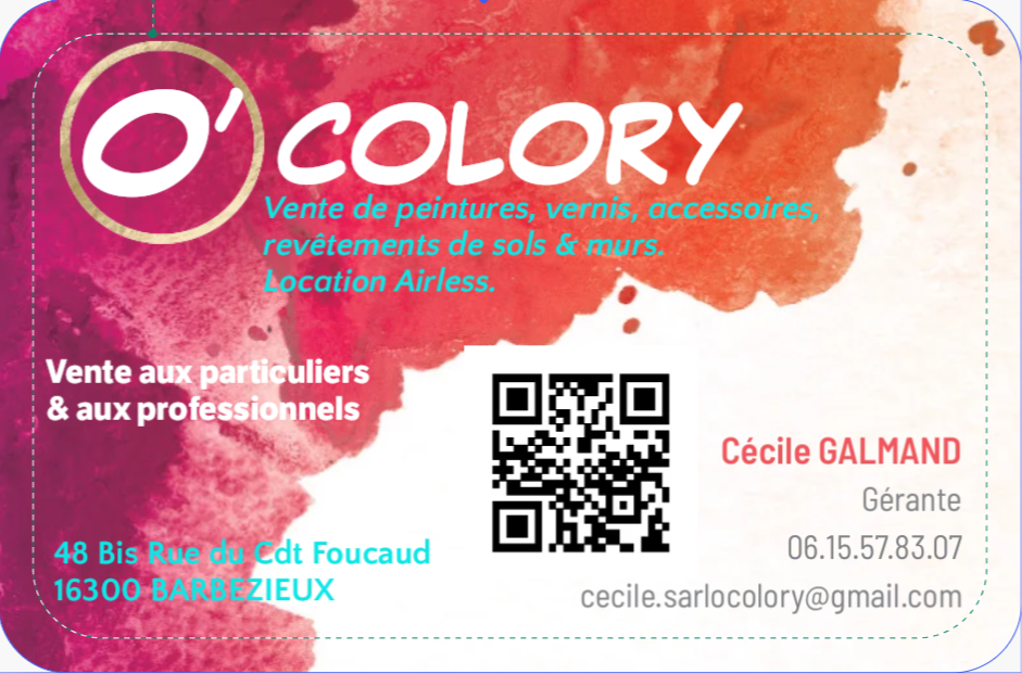 Carte de visite du magasin O'COLORY