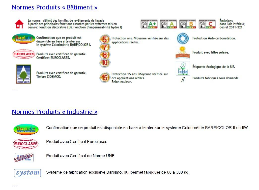 Photo des différentes normes du bâtiment