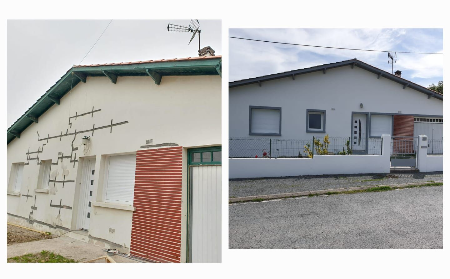 Un artisan repeint une façade