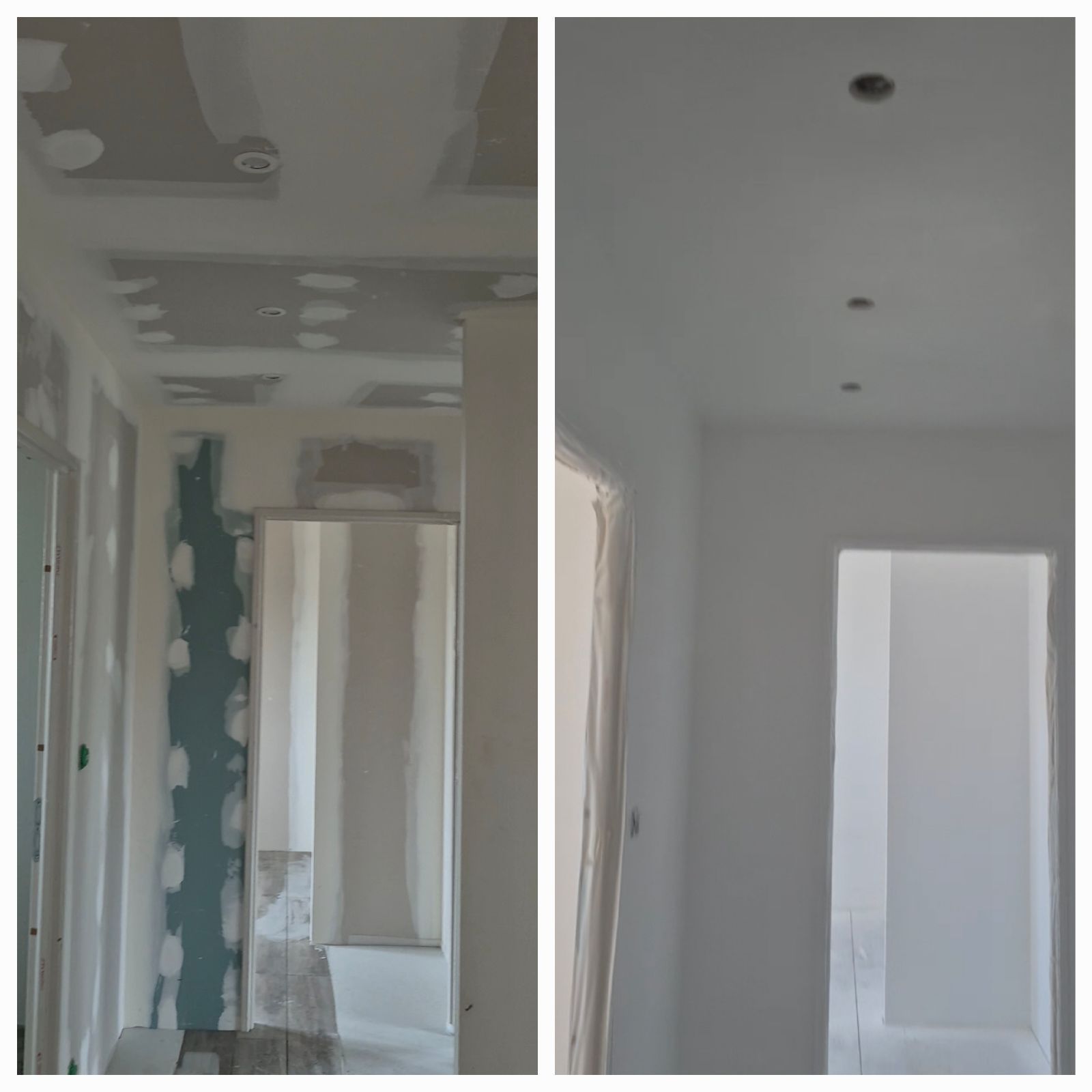 Couloir avant et après peinture