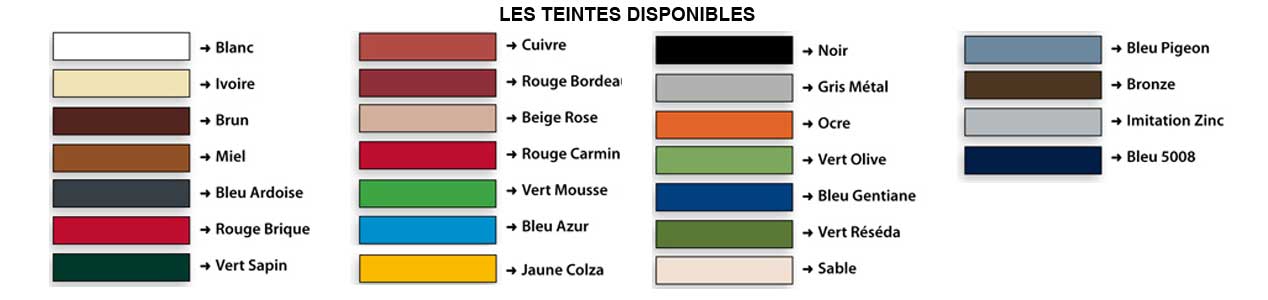 Teintes de couvertines