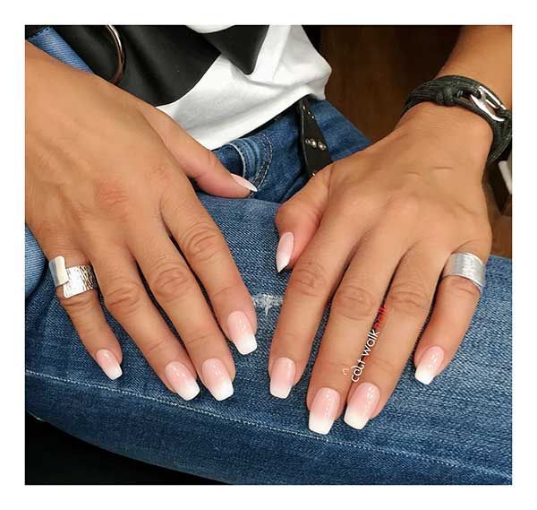 Μανικιούρ Γαλλικό Ombre Τετράγωνο σχήμα