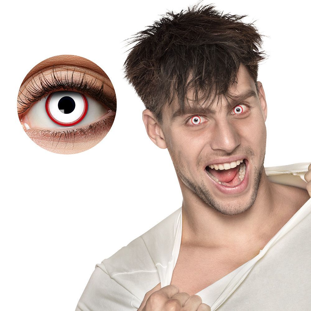 Lentille de contact blanche et rouge