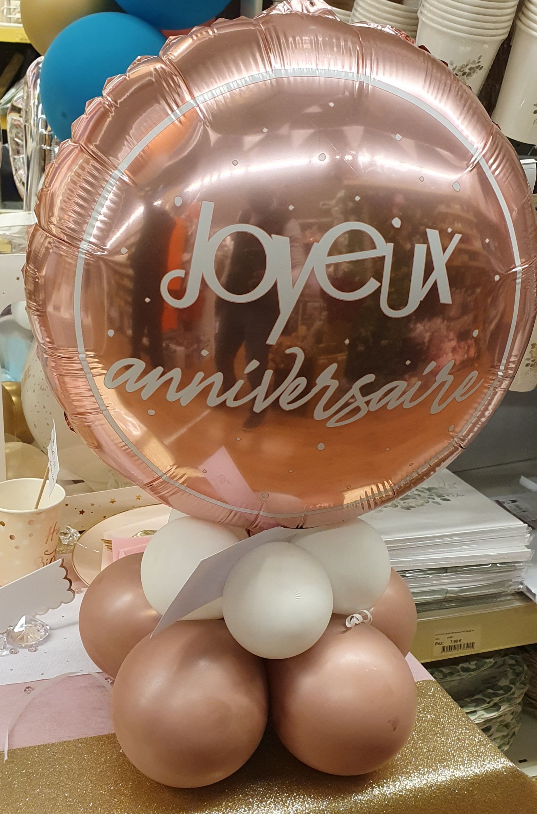 Ballon joyeux anniversaire rose gold