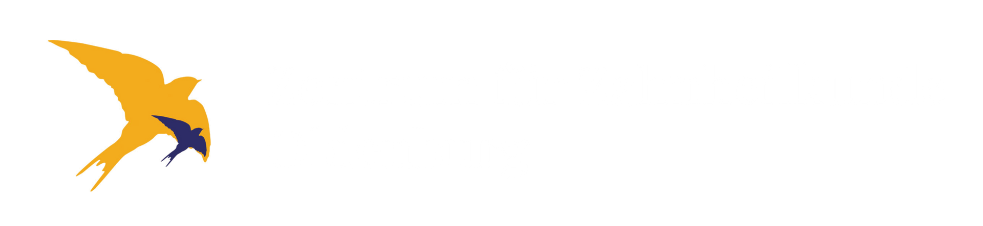 Abstraktes Vogellogo in Orange und Lila auf weißem Hintergrund