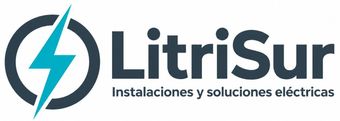 LitriSur logo with blue lightning bolt and text &ldquo;Instalaciones y soluciones el&eacute;ctricas&rdquo;