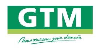 Logo GTM avec texte blanc sur fond vert. En dessous, une bande verte et du texte en lettres capitales.