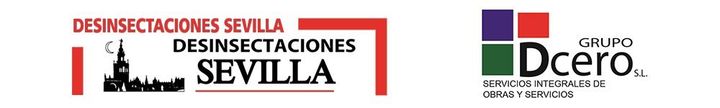 Logos for Desinfecciones Sevilla and Grupo D Cero.
