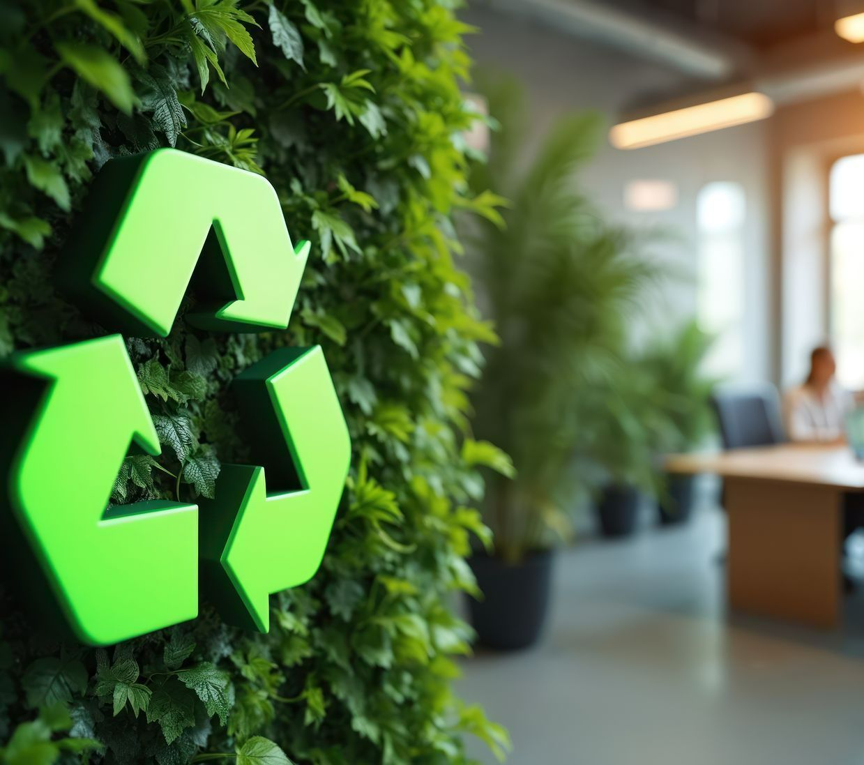 Logo recyclage sur une haie