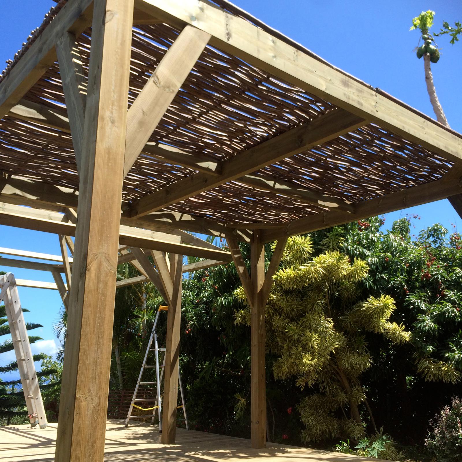 PERGOLA , BOIS ET NOISETIER LIGNE BOIS 974