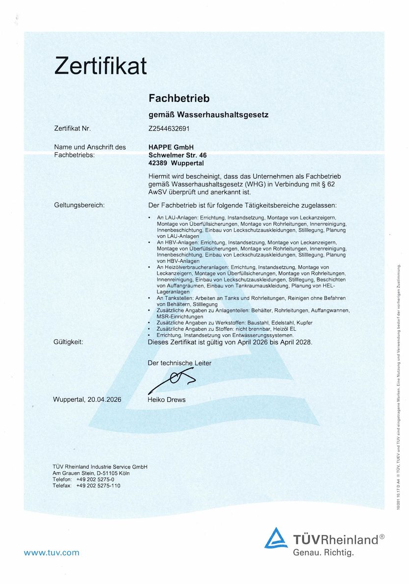TÜV Rheinland Zertifikat