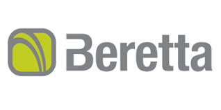 Un logotipo de Beretta con un círculo verde sobre un fondo blanco.